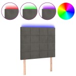 vidaXL Tăblie de pat cu LED, gri închis, 80x5x118/128 cm, catifea