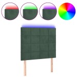 vidaXL Tăblie de pat cu LED, verde închis, 80x5x118/128 cm, catifea vidaXL Tăblie de pat cu LED, verde închis, 80x5x118/128 cm, catifea