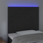 vidaXL Tăblie de pat cu LED, negru, 90x5x118/128 cm, catifea
