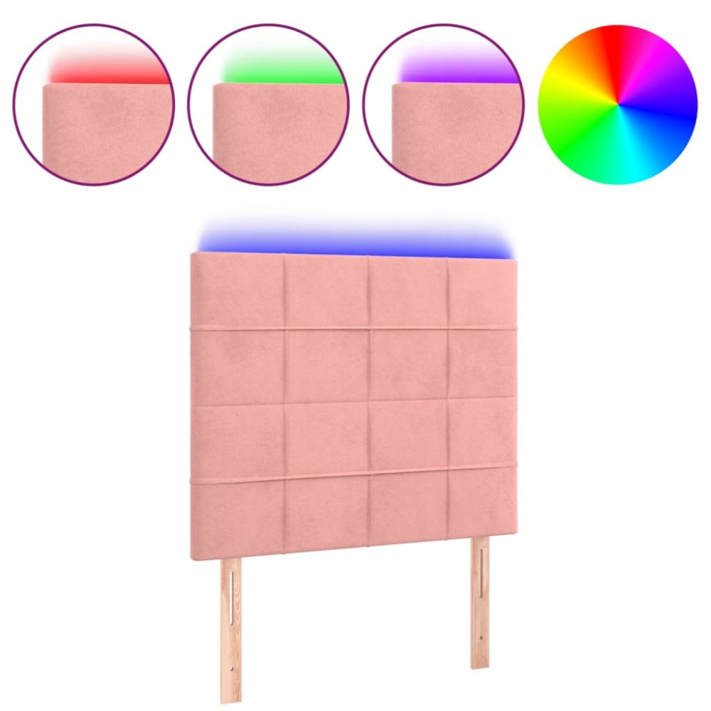 vidaXL Tăblie de pat cu LED, roz, 90x5x118/128 cm, catifea