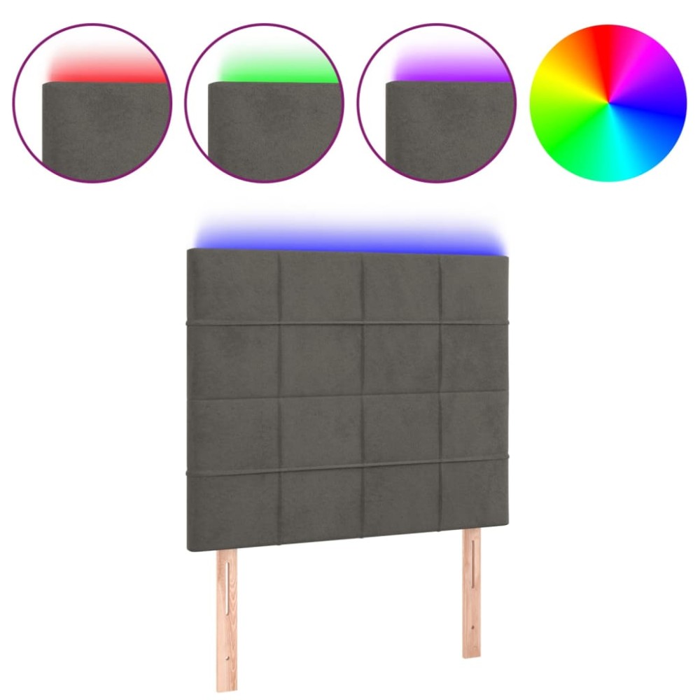 vidaXL Tăblie de pat cu LED, gri închis, 100x5x118/128 cm, textil
