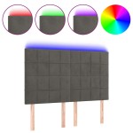 vidaXL Tăblie de pat cu LED, gri închis, 144x5x118/128 cm, catifea vidaXL Tăblie de pat cu LED, gri închis, 144x5x118/128 cm, catifea