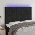 vidaXL Tăblie de pat cu LED, negru, 144x5x118/128 cm, catifea vidaXL Tăblie de pat cu LED, negru, 144x5x118/128 cm, catifea