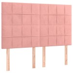 vidaXL Tăblie de pat cu LED, roz, 144x5x118/128 cm, catifea