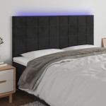 vidaXL Tăblie de pat cu LED, negru, 183x16x118/128 cm, catifea vidaXL Tăblie de pat cu LED, negru, 183x16x118/128 cm, catifea