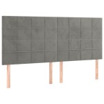 vidaXL Tăblie de pat cu LED, gri deschis, 200x5x118/128 cm, catifea vidaXL Tăblie de pat cu LED, gri deschis, 200x5x118/128 cm, catifea