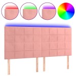 vidaXL Tăblie de pat cu LED, roz, 200x5x118/128 cm, catifea