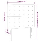 vidaXL Tăblie de pat cu LED, alb, 90x5x118/128 cm, piele ecologică