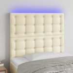 vidaXL Tăblie de pat cu LED, crem, 90x5x118/128 cm, piele ecologică