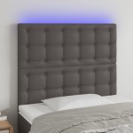 vidaXL Tăblie de pat cu LED, gri, 90x5x118/128 cm, piele ecologică vidaXL Tăblie de pat cu LED, gri, 90x5x118/128 cm, piele ecologică