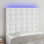 vidaXL Tăblie de pat cu LED, alb, 100x5x118/128 cm, piele ecologică vidaXL Tăblie de pat cu LED, alb, 100x5x118/128 cm, piele ecologică
