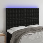 vidaXL Tăblie de pat cu LED, negru, 144x5x118/128 cm, piele ecologică vidaXL Tăblie de pat cu LED, negru, 144x5x118/128 cm, piele ecologică