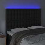 vidaXL Tăblie de pat cu LED, negru, 144x5x118/128 cm, piele ecologică vidaXL Tăblie de pat cu LED, negru, 144x5x118/128 cm, piele ecologică