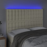 vidaXL Tăblie de pat cu LED, crem, 144x5x118/128 cm, piele ecologică