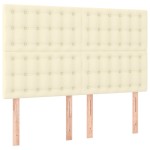 vidaXL Tăblie de pat cu LED, crem, 144x5x118/128 cm, piele ecologică