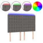 vidaXL Tăblie de pat cu LED, gri, 144x5x118/128 cm, textil vidaXL Tăblie de pat cu LED, gri, 144x5x118/128 cm, textil