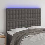 vidaXL Tăblie de pat cu LED, gri, 144x5x118/128 cm, textil vidaXL Tăblie de pat cu LED, gri, 144x5x118/128 cm, textil