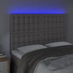 vidaXL Tăblie de pat cu LED, gri, 144x5x118/128 cm, textil vidaXL Tăblie de pat cu LED, gri, 144x5x118/128 cm, textil