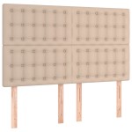 vidaXL Tăblie de pat cu LED, cappuccino, 144x5x118/128 cm, piele eco