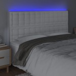 vidaXL Tăblie cu LED-uri, alb, 160x5x118/128 cm, piele ecologică vidaXL Tăblie cu LED-uri, alb, 160x5x118/128 cm, piele ecologică