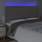 vidaXL Tăblie cu LED-uri, gri, 160x5x118/128 cm, piele ecologică