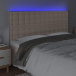 vidaXL Tăblie de pat cu LED, cappuccino, 160x5x118/128 cm, piele eco