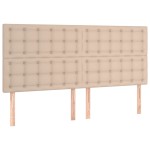 vidaXL Tăblie de pat cu LED, cappuccino, 160x5x118/128 cm, piele eco