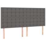 vidaXL Tăblie de pat cu LED, gri, 200x5x118/128 cm, piele ecologică