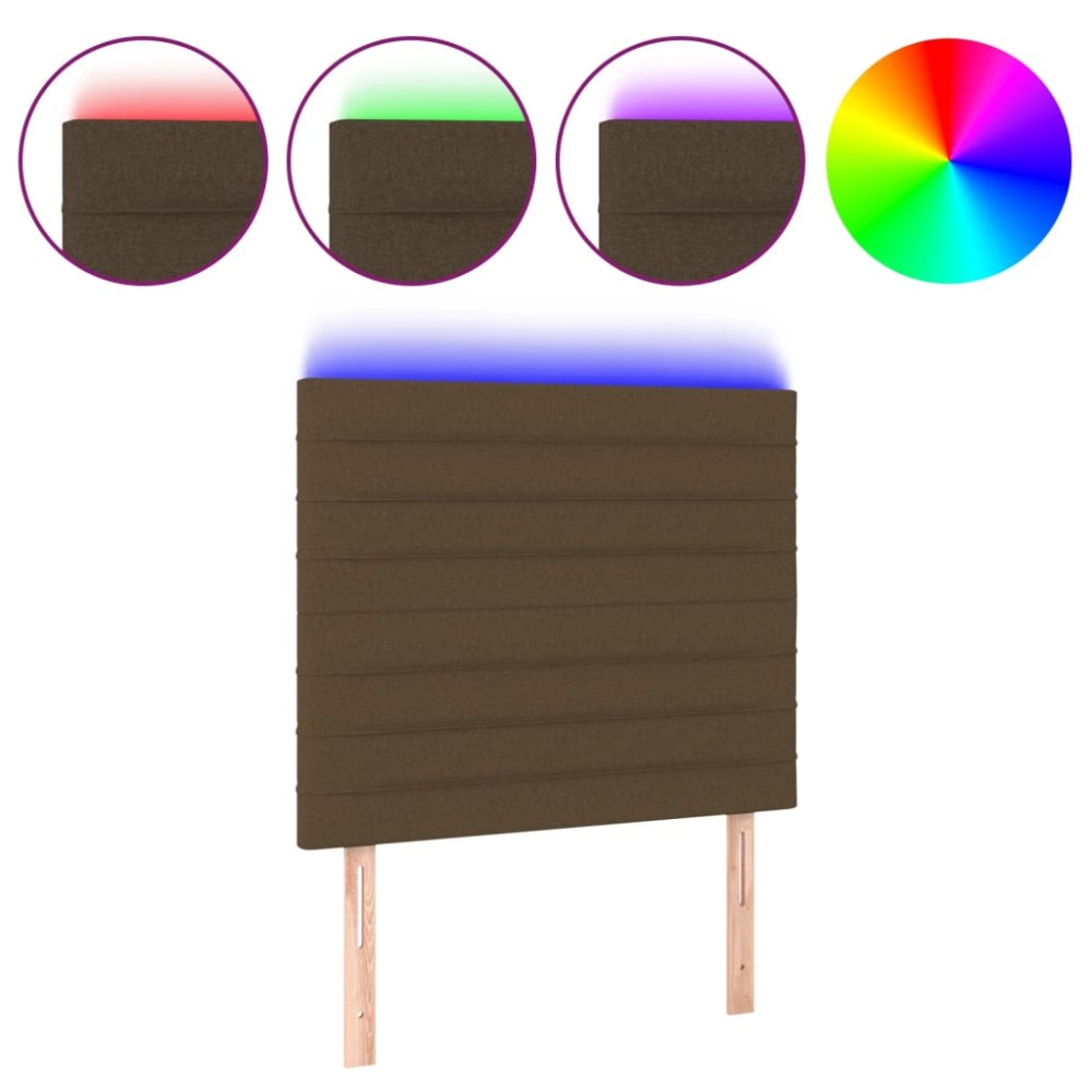 vidaXL Tăblie de pat cu LED, maro închis, 90x5x118/128 cm, textil