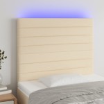 vidaXL Tăblie de pat cu LED, crem, 90x5x118/128 cm, textil vidaXL Tăblie de pat cu LED, crem, 90x5x118/128 cm, textil
