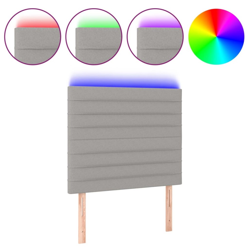 vidaXL Tăblie de pat cu LED, gri deschis, 100x5x118/128 cm, textil