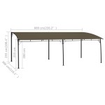 vidaXL Copertină pavilion de grădină, gri taupe, 6 x 3 x 2,55 m