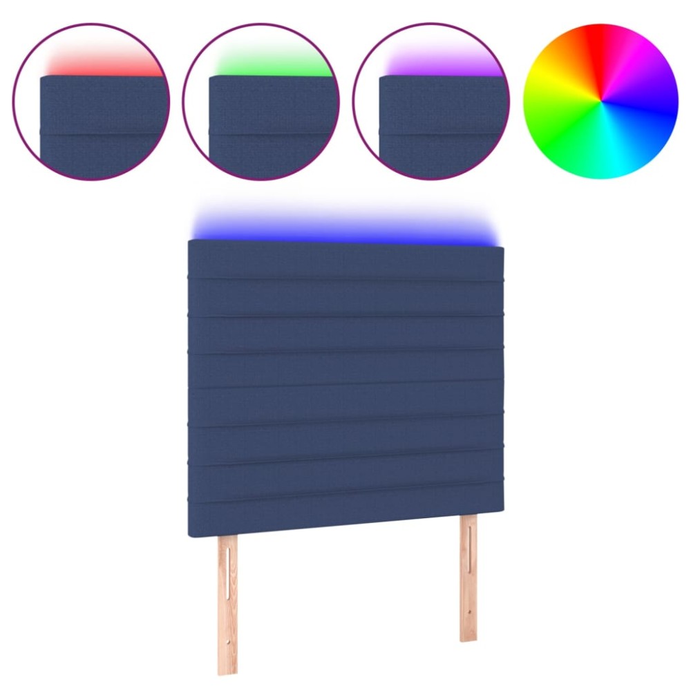 vidaXL Tăblie de pat cu LED, albastru, 100x5x118/128 cm, textil