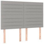 vidaXL Tăblie de pat cu LED, gri deschis, 144x5x118/128 cm, textil
