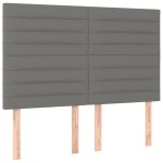 vidaXL Tăblie de pat cu LED, gri închis, 144x5x118/128 cm, textil