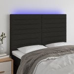 vidaXL Tăblie de pat cu LED, negru, 144x5x118/128 cm, textil vidaXL Tăblie de pat cu LED, negru, 144x5x118/128 cm, textil