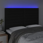 vidaXL Tăblie de pat cu LED, negru, 144x5x118/128 cm, textil vidaXL Tăblie de pat cu LED, negru, 144x5x118/128 cm, textil