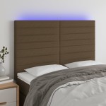 vidaXL Tăblie de pat cu LED, maro închis, 144x5x118/128 cm, textil vidaXL Tăblie de pat cu LED, maro închis, 144x5x118/128 cm, textil