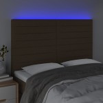 vidaXL Tăblie de pat cu LED, maro închis, 144x5x118/128 cm, textil vidaXL Tăblie de pat cu LED, maro închis, 144x5x118/128 cm, textil