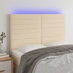 vidaXL Tăblie de pat cu LED, crem, 144x5x118/128 cm, textil vidaXL Tăblie de pat cu LED, crem, 144x5x118/128 cm, textil