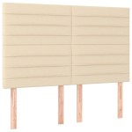 vidaXL Tăblie de pat cu LED, crem, 144x5x118/128 cm, textil vidaXL Tăblie de pat cu LED, crem, 144x5x118/128 cm, textil