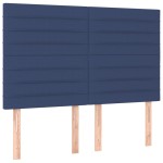 vidaXL Tăblie de pat cu LED, albastru, 144x5x118/128 cm, textil