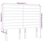 vidaXL Tăblie de pat cu LED, albastru, 144x5x118/128 cm, textil