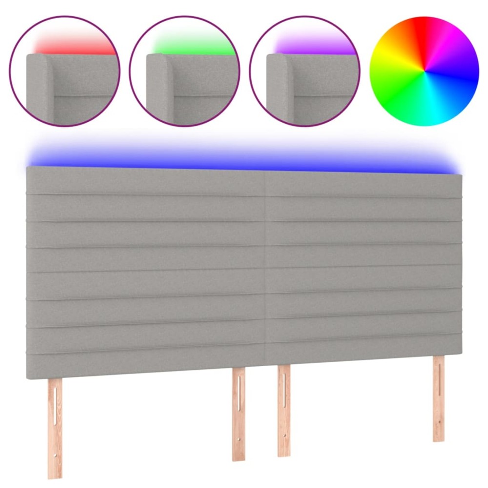 vidaXL Tăblie de pat cu LED, gri deschis, 160x5x118/128 cm, textil
