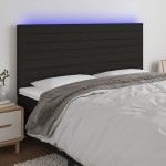 vidaXL Tăblie de pat cu LED, negru, 180x5x118/128 cm, textil vidaXL Tăblie de pat cu LED, negru, 180x5x118/128 cm, textil