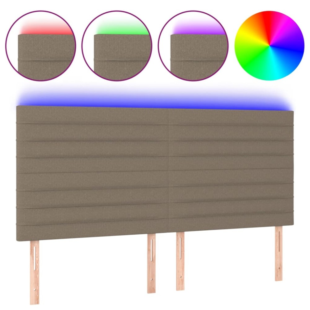 vidaXL Tăblie de pat cu LED, gri taupe, 200x5x118/128 cm, textil