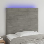 vidaXL Tăblie de pat cu LED, gri deschis, 80x5x118/128 cm, catifea vidaXL Tăblie de pat cu LED, gri deschis, 80x5x118/128 cm, catifea