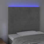 vidaXL Tăblie de pat cu LED, gri deschis, 90x5x118/128 cm, catifea vidaXL Tăblie de pat cu LED, gri deschis, 90x5x118/128 cm, catifea
