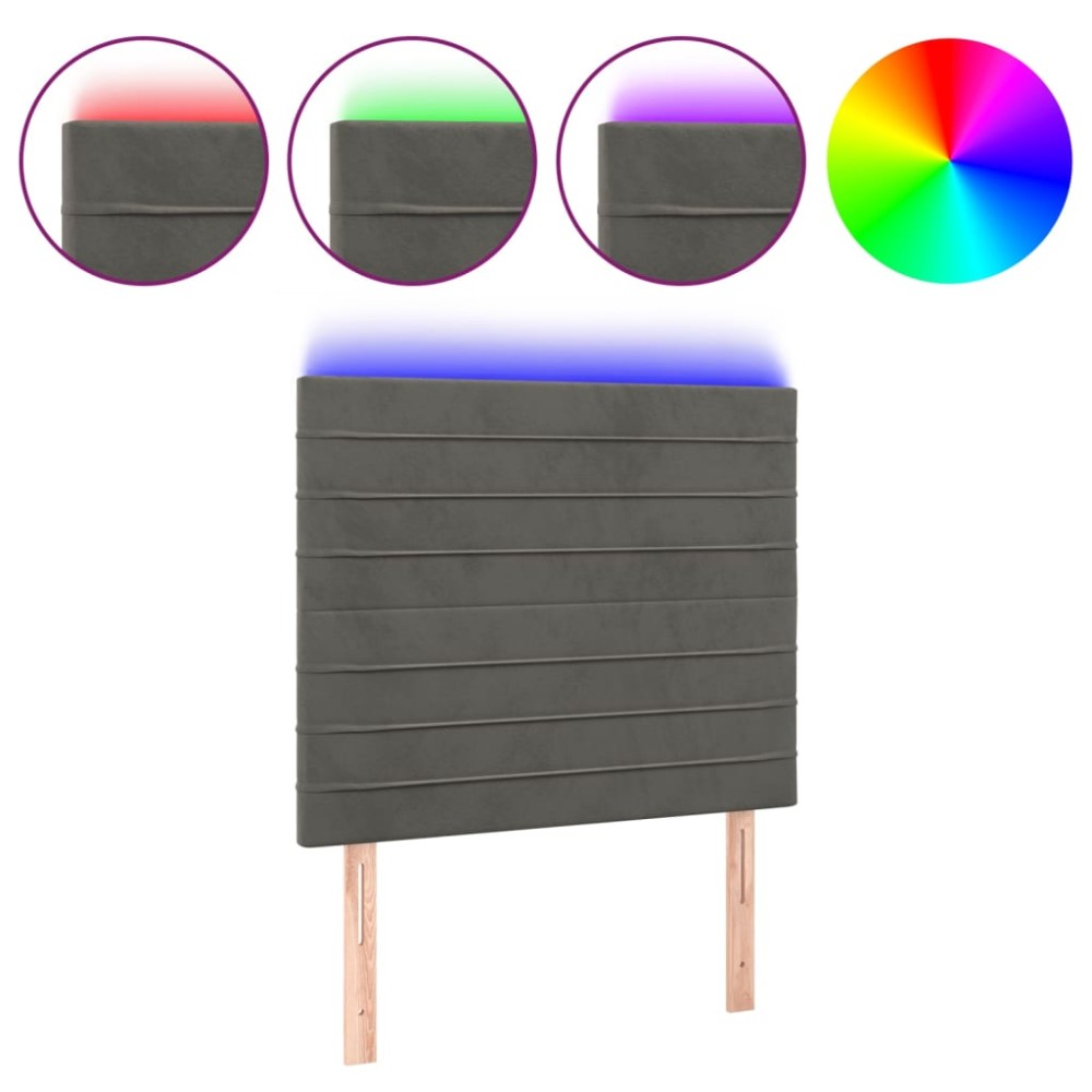 vidaXL Tăblie de pat cu LED, gri închis, 100x5x118/128 cm, textil