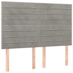 vidaXL Tăblie de pat cu LED, gri deschis, 144x5x118/128 cm, catifea